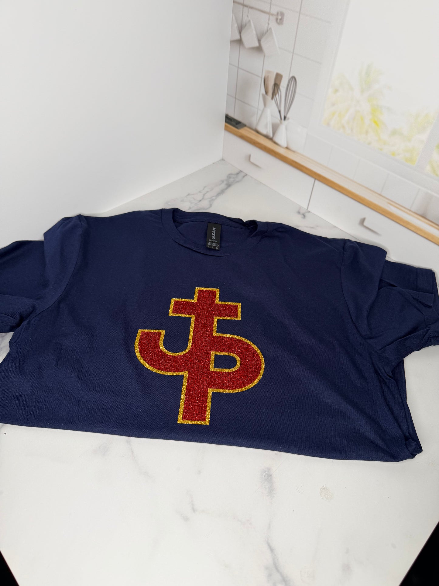 PJP JP Glitter Logo Red and Gold