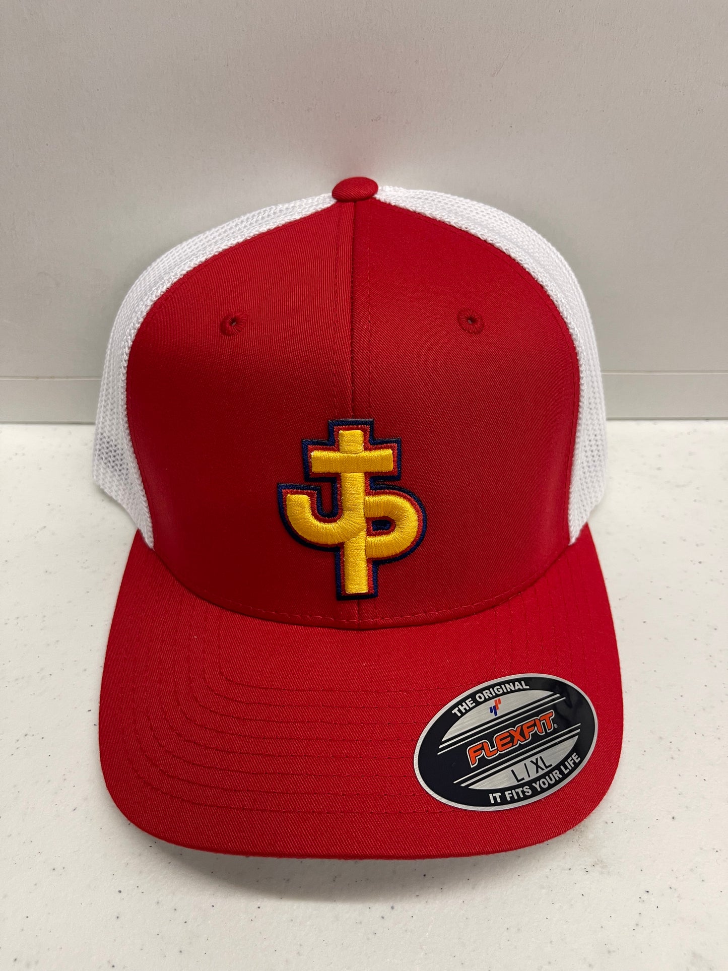 PJP 708 Red Flex Fit Hat Gold Logo