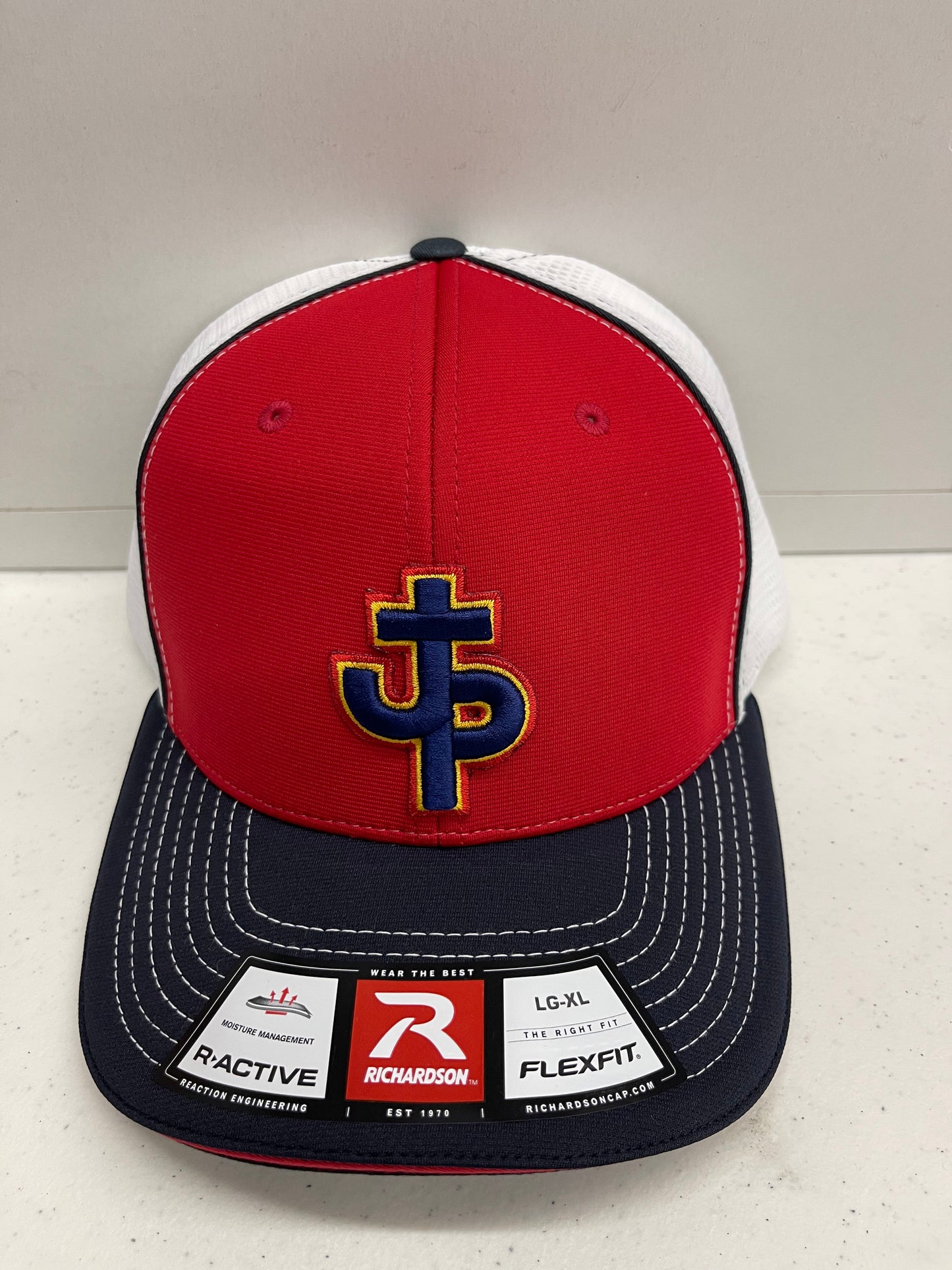 PJP 703 Tri Color Fitted Hat Navy Logo