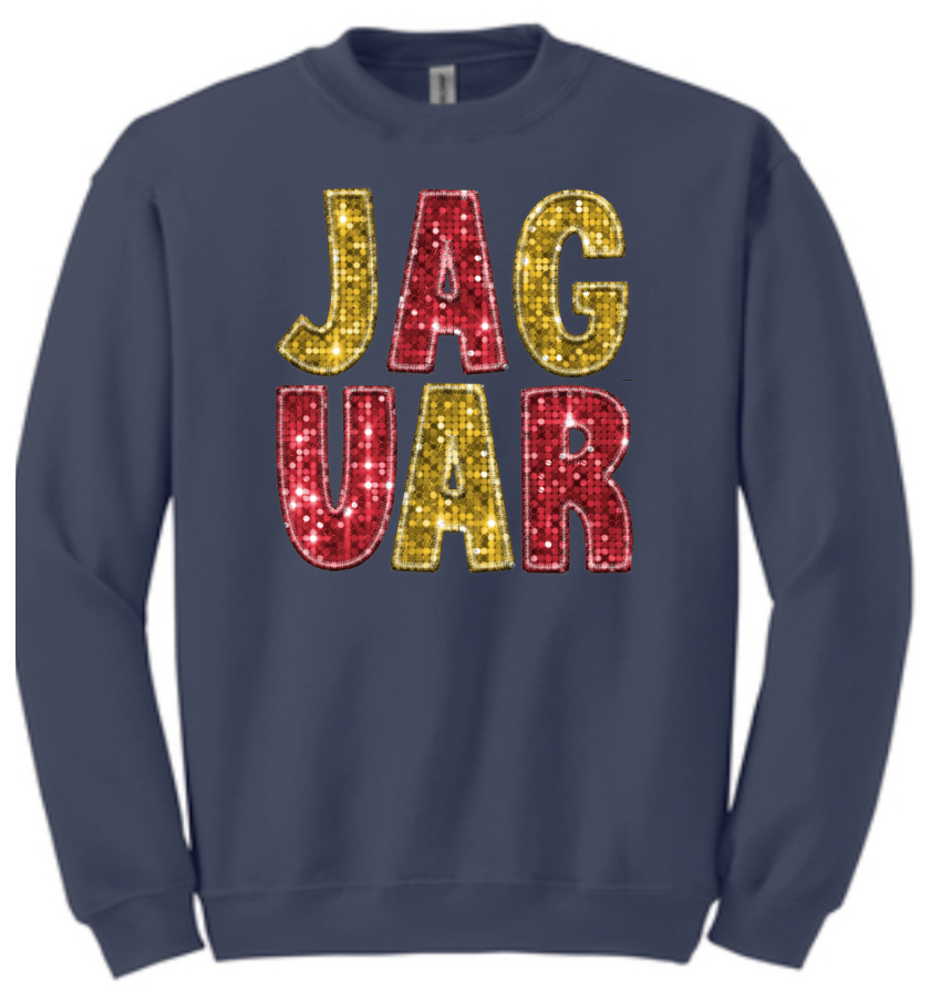 Faux Embroidery Sequins Jaguar Unisex Sweat or LS T-Shirt