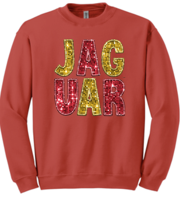 Faux Embroidery Sequins Jaguar Unisex Sweat or LS T-Shirt