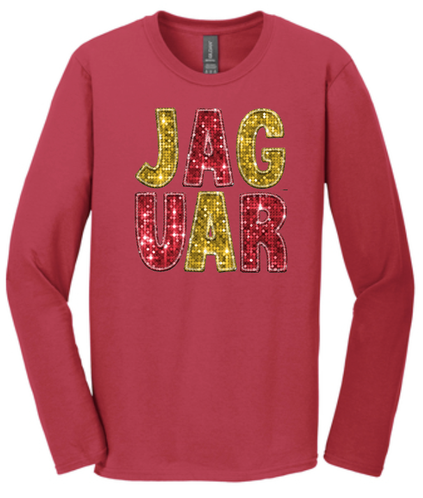 Faux Embroidery Sequins Jaguar Unisex Sweat or LS T-Shirt