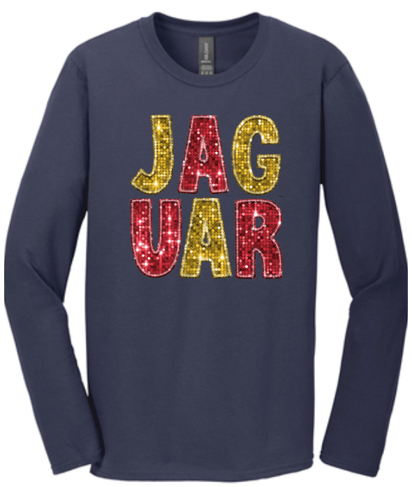 Faux Embroidery Sequins Jaguar Unisex Sweat or LS T-Shirt