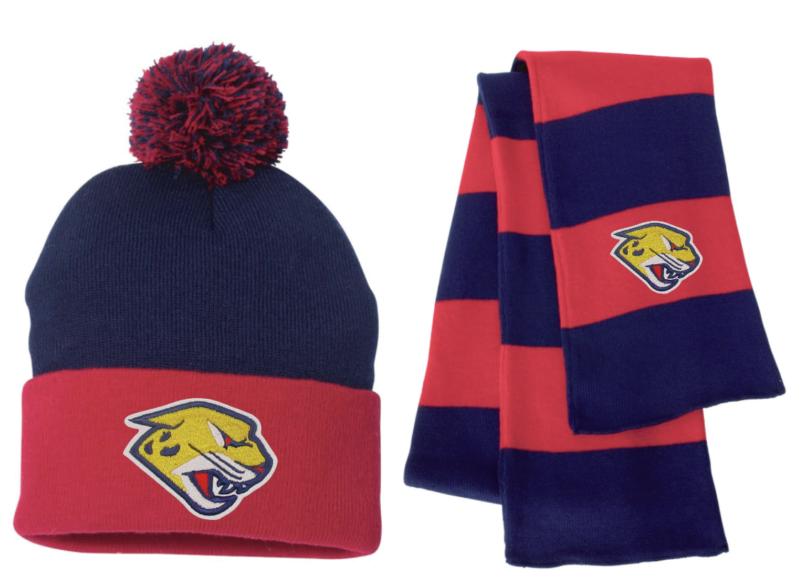 PJP Navy and Red Beanie & Scarf Set