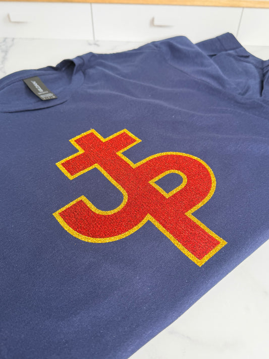 PJP JP Glitter Logo Red and Gold