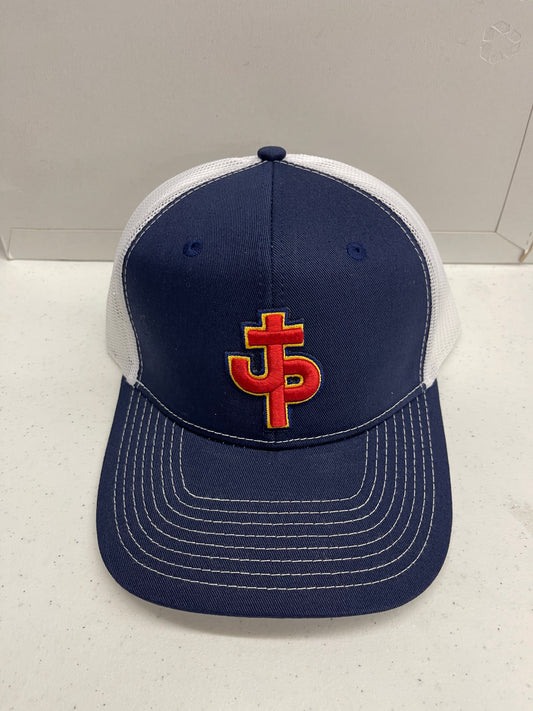 PJP 710 Navy Snap back Hat Red Logo