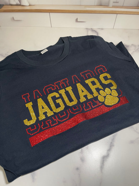 PJP Jaguars Two Tone Glitter Logo Red and Gold